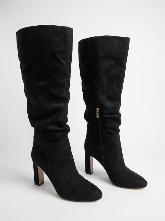 Jessica Simpson Shoes - Jessica Simpson Black Suede Slouch Knee High Heel Boots Size 8 Like New